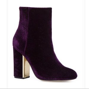 Shoedazzle Purple & Gold Nakita Booties